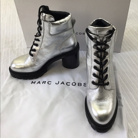 Marc Jacobs Shoes - MARC JACOBS LUG SOLE SILVER BOOTS